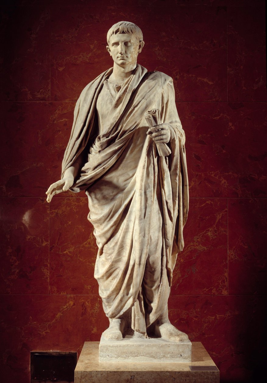 Statue des Kaisers Augustus (63 v. Chr.-14 n. Chr.) 1. Jahrhundert. Aus Velletri. Paris, Louvre Museum von Roman