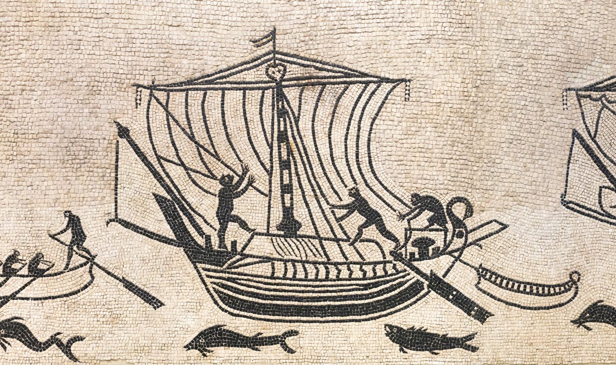 Schiff nähert sich einem Hafen (Detail) von Roman