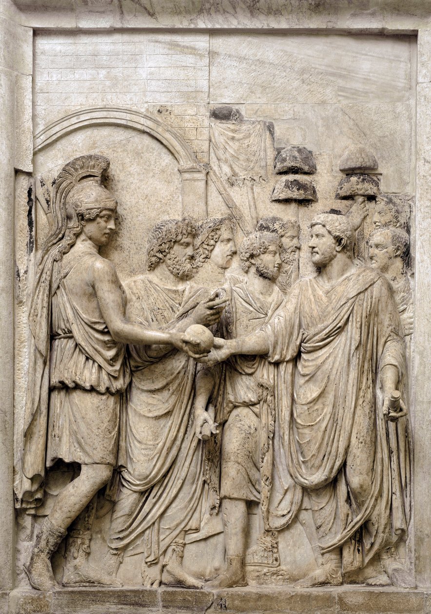 Feierlicher Einzug des Kaisers Hadrian in Rom, 2. Jahrhundert (Marmorrelief) von Roman