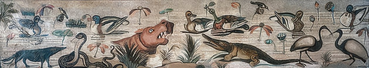 Tiere im Nil, aus dem Haus des Fauns (Casa del Fauno), Pompeji von Roman