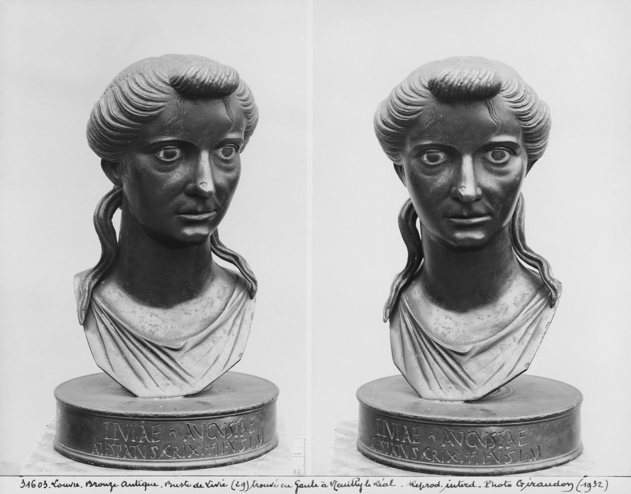 Zwei Ansichten einer Büste von Livia (58 v. Chr.-29 n. Chr.) von Roman