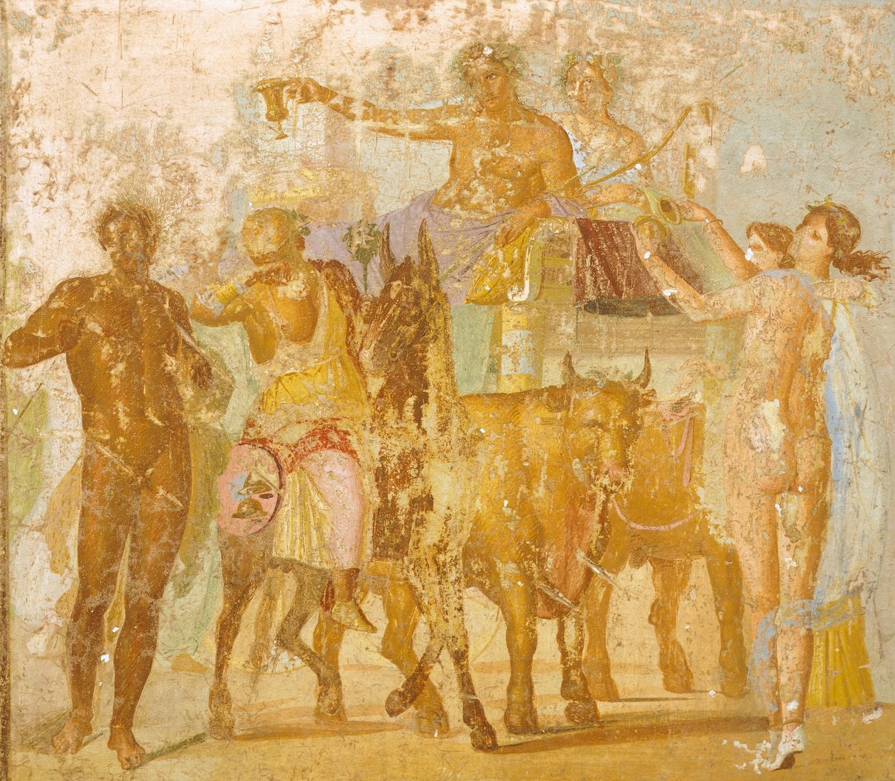 Wandmalerei, die den Triumph des Bacchus darstellt, aus dem Haus des Marcus Lucretius Fronto, Pompeji, Kampanien, römische Zivilisation von Roman