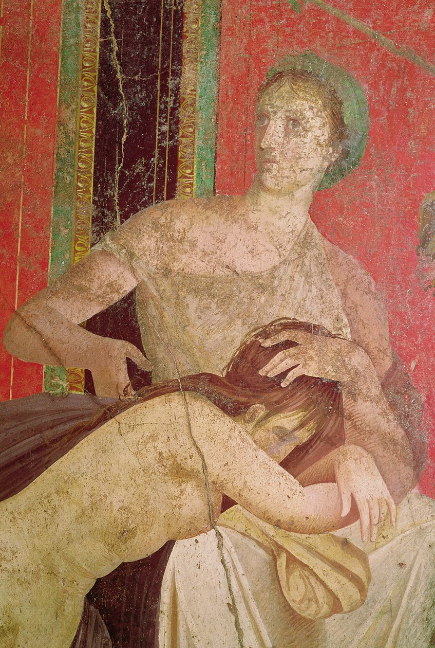 Frau tröstet den Eingeweihten, Südwand, Oecus 5 (Detail) von Roman