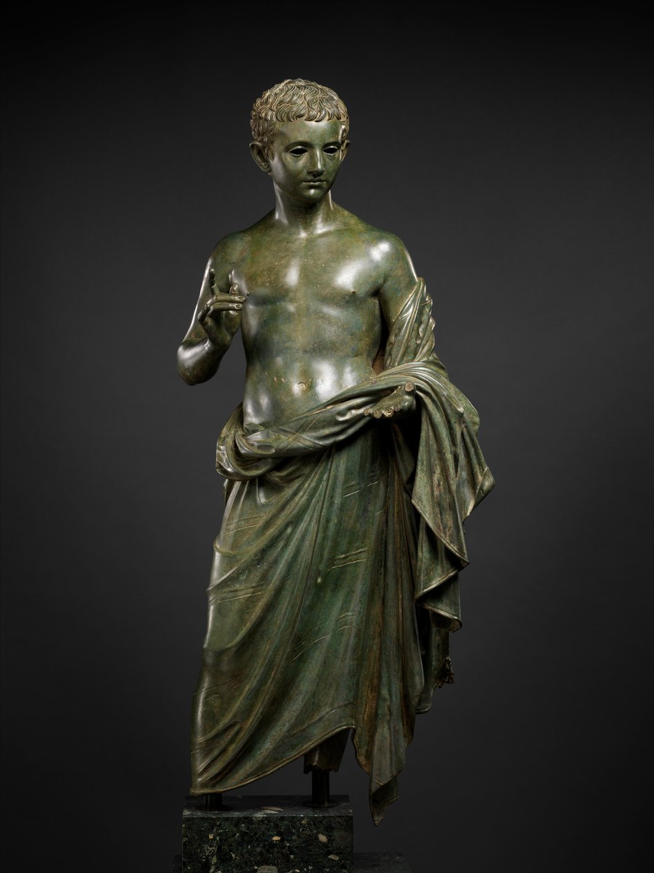 Bronzestatue eines aristokratischen Jungen, 27 v. Chr.-14 n. Chr. (Bronze) von Roman Imperial Period
