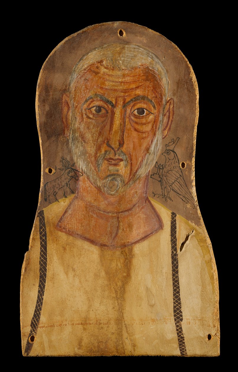 Älterer Mann flankiert von ägyptischen Göttern, ca. 250 n. Chr. von Roman Period Egyptian