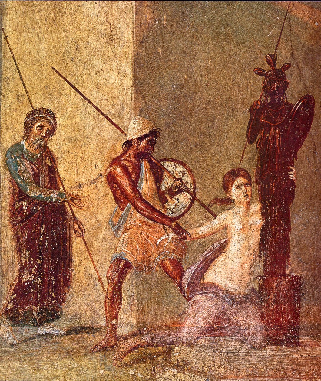 Ajax der Kleine schleppt Kassandra vom Xoanon weg, 1. H. 1. Jh. n. Chr. von Roman Pompeian wall painting