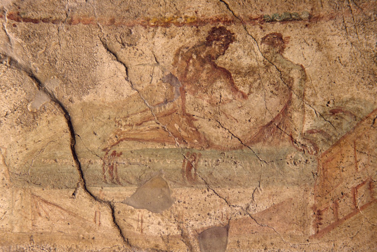 Erotisches Fresko aus dem Lupanar, Pompeji (UNESCO-Welterbeliste) von Roman Roman