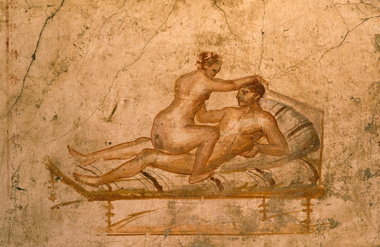 Erotisches Fresko aus dem Cubiculum des Hauses der Vettii, Pompeji (UNESCO-Welterbeliste) von Roman Roman