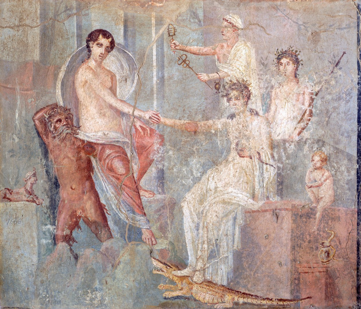 Fresko, das die Ankunft von Io in Ägypten darstellt, Pompeji, Kampanien, römische Zivilisation von Roman Roman