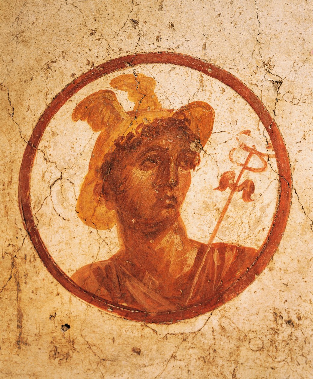 Fresko mit Porträt eines Mannes auf weißem Hintergrund, Haus der alten Jagd, Pompeji, Kampanien, römische Zivilisation von Roman Roman