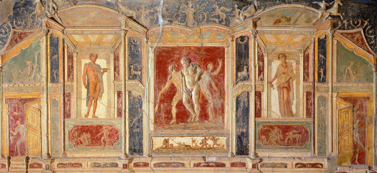 Fresko mit Wanddekoration, aus dem Haus des Meleagros, Pompeji (UNESCO-Welterbeliste) von Roman Roman