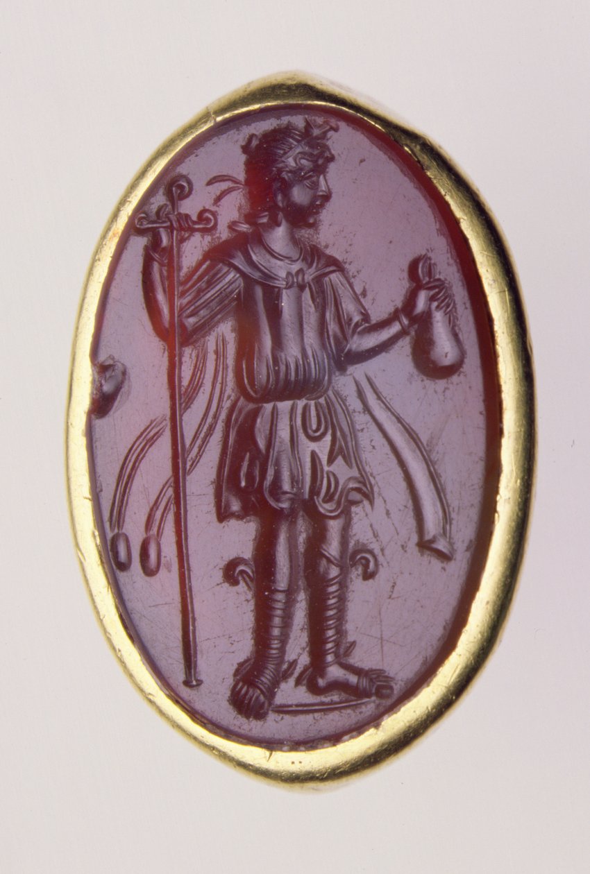 Intaglio in einem goldenen Ring, der eine junge männliche Figur darstellt, 2. Jahrhundert v. Chr. von Roman Roman