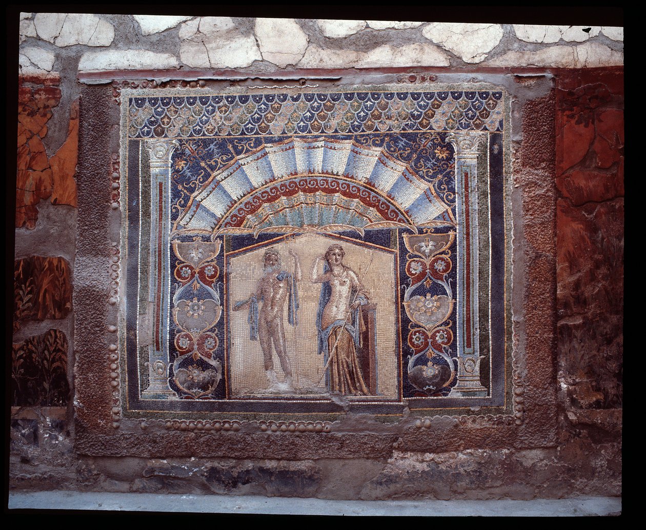 Neptun und Amphitrite. Wandmosaik aus dem Triclinium des Casa di Nettuno e Anfitrite, 5. Jahrhundert v. Chr. - 1. Jahrhundert n. Chr. von Roman Roman