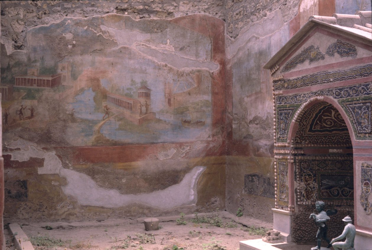 Pompeji, Casa de Diana und Amphitrite-Brunnen und Wandmalerei, Italien von Roman Roman