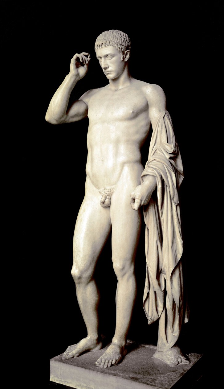 Römische Kunst: Marmorskulptur von Marcus Claudius Marcellus (42-23 v. Chr.), Neffe von Augustus, hergestellt von Cleomenes dem Athener, um 20 v. Chr., Höhe 190 cm - Paris, Musée du Louvre von Roman Roman