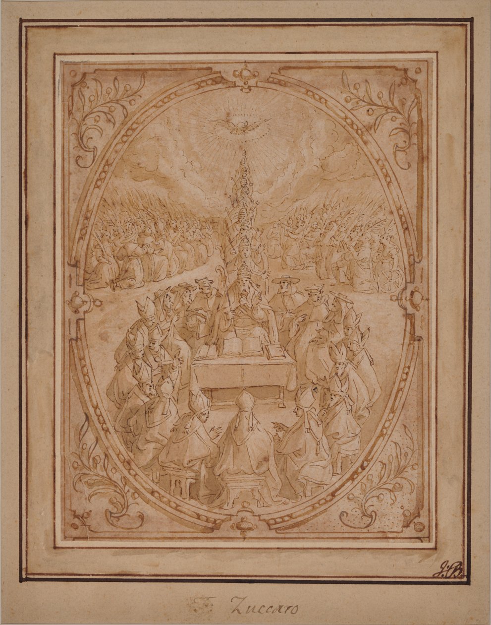 Eine Allegorie der göttlichen Autorität der Kirche von Roman School