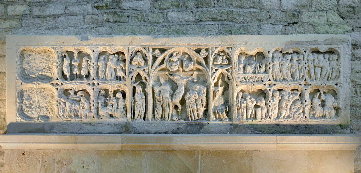 Romanische Kunst: Altarbild, das verschiedene Szenen des Evangeliums darstellt von Romanesque