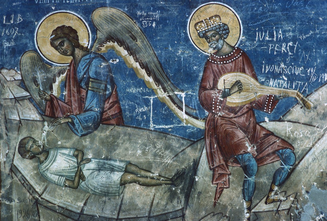 Tod des Gerechten, Detail vom Jüngsten Gericht, 1547-50 von Romanian School
