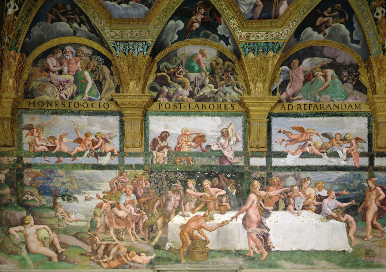 Kammer von Amor und Psyche, Vorbereitungen für das Bankett der Götter zur Hochzeit von Amor und Psyche von Romano Giulio