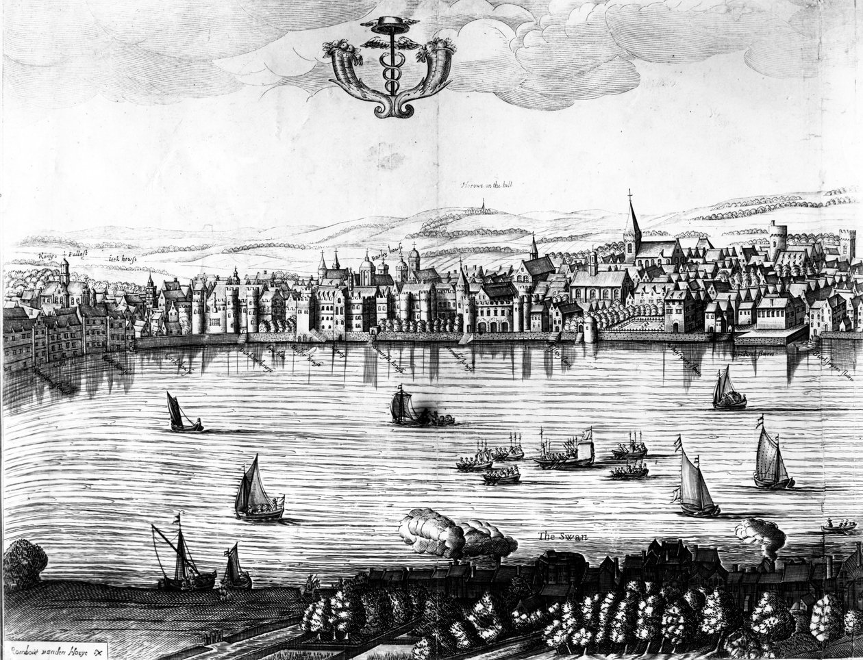 Ansicht des Flusses Thames von Southwark, 1650 von Rombout Van den Hoeye