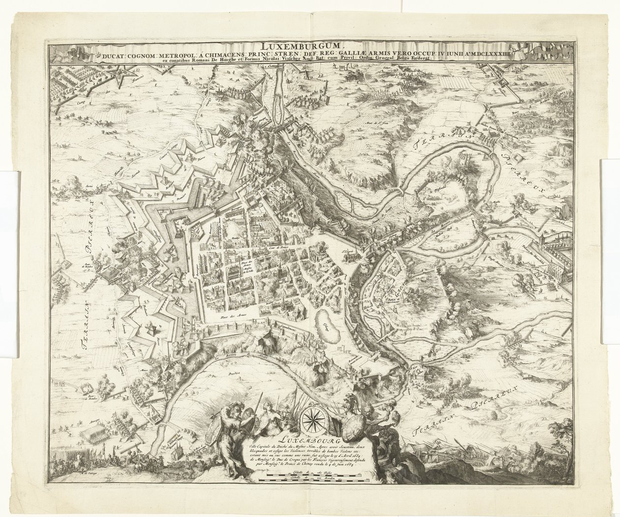 Bombardierung von Luxemburg durch Marschall de Créquy, 1684 von Romeyn de Hooghe