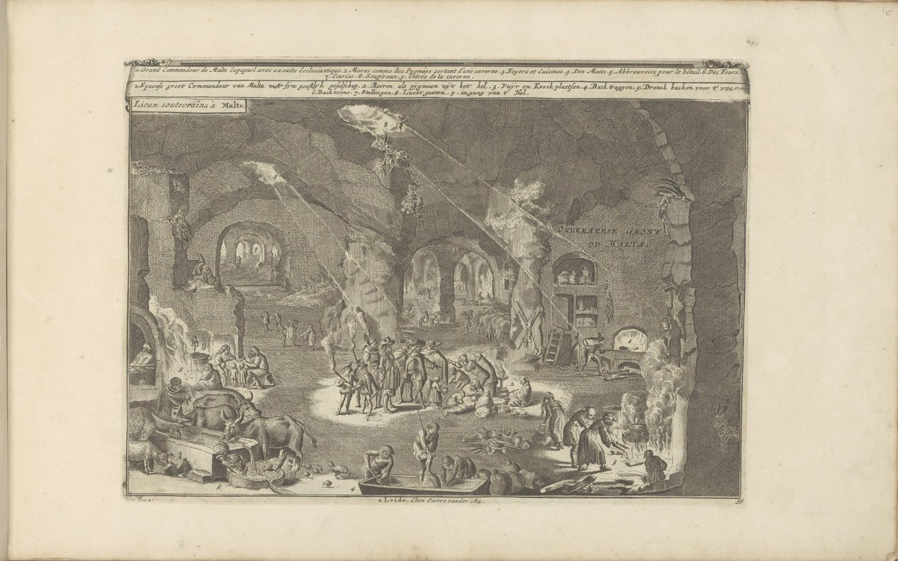 Höhlen auf Malta (Onderaerse Gront op Malta) (Les Indes Orientales et Occidentales et autres lieux) von Romeyn de Hooghe