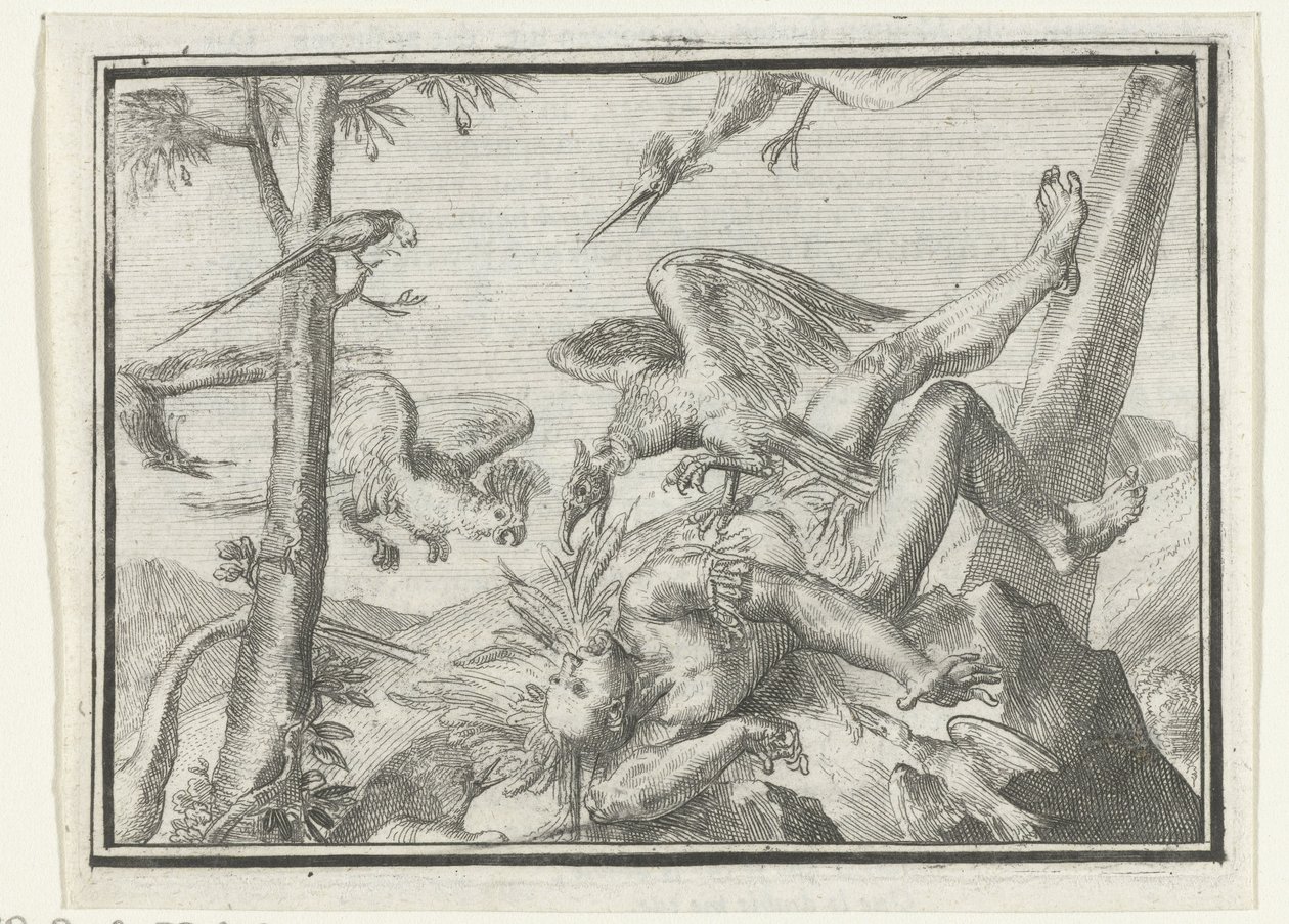 Titelseite für das Pamphlet: De Geplukte Tapoeijer, 1702 von Romeyn de Hooghe