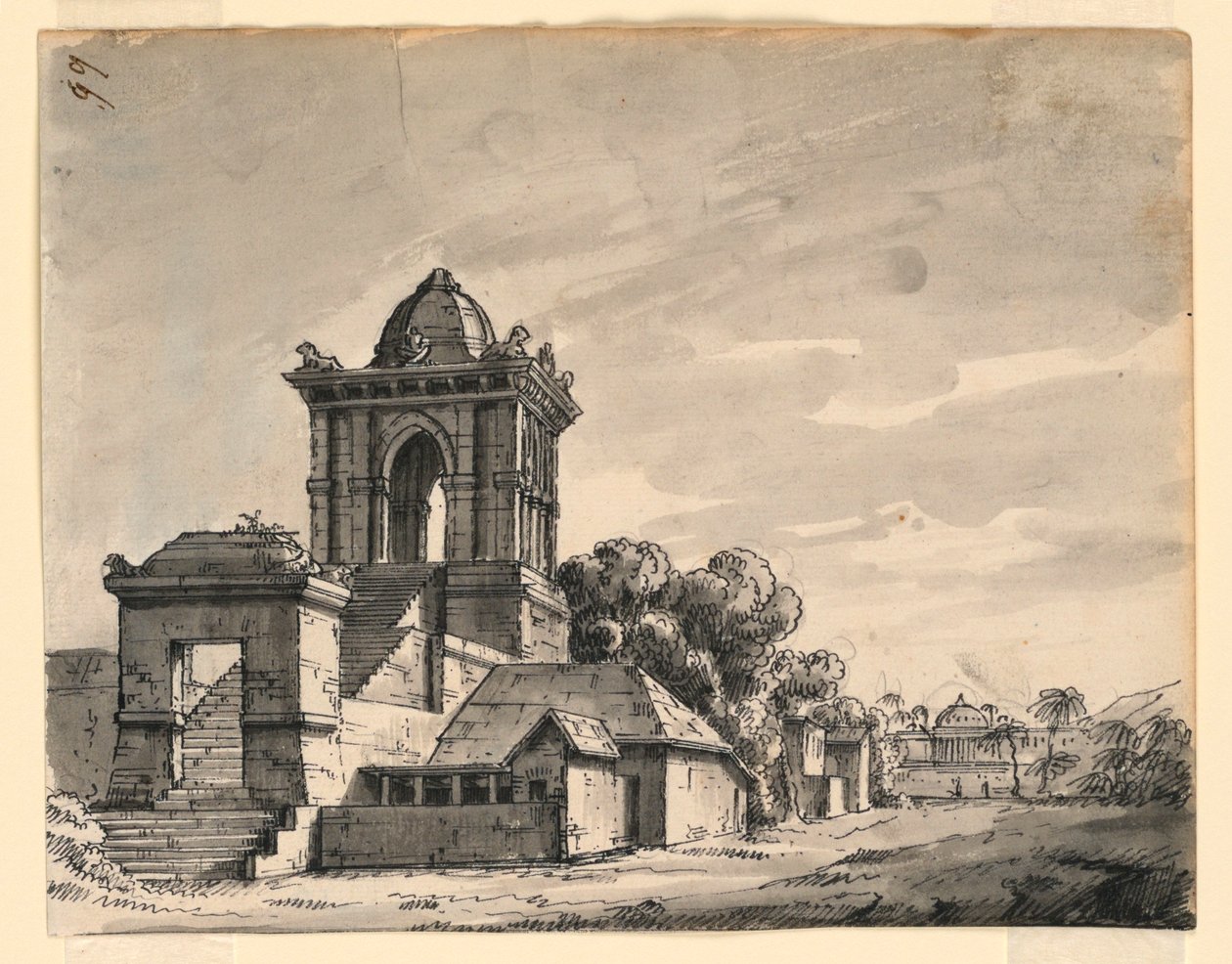 Bühnenbild, Pavillon und kleine Gebäude von Romolo Achille Liverani