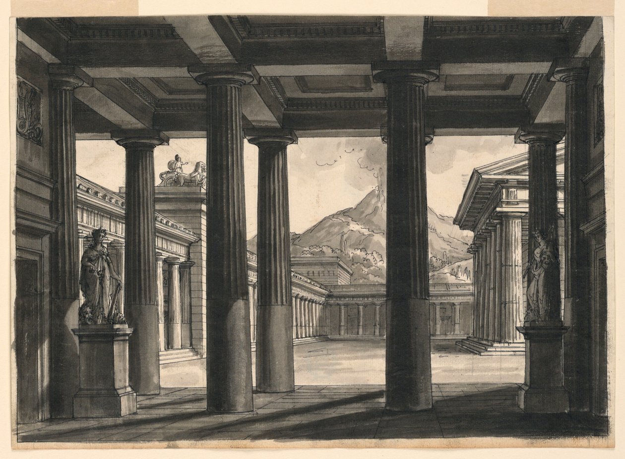 Bühnenbild für die Oper Der letzte Tag von Pompeji, an der Scala, Mailand, 1827 von Romolo Achille Liverani
