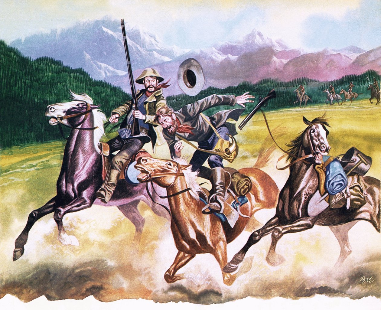 Indianer greifen Bergleute an, die ihr Glück nicht gemacht haben von Ron Embleton