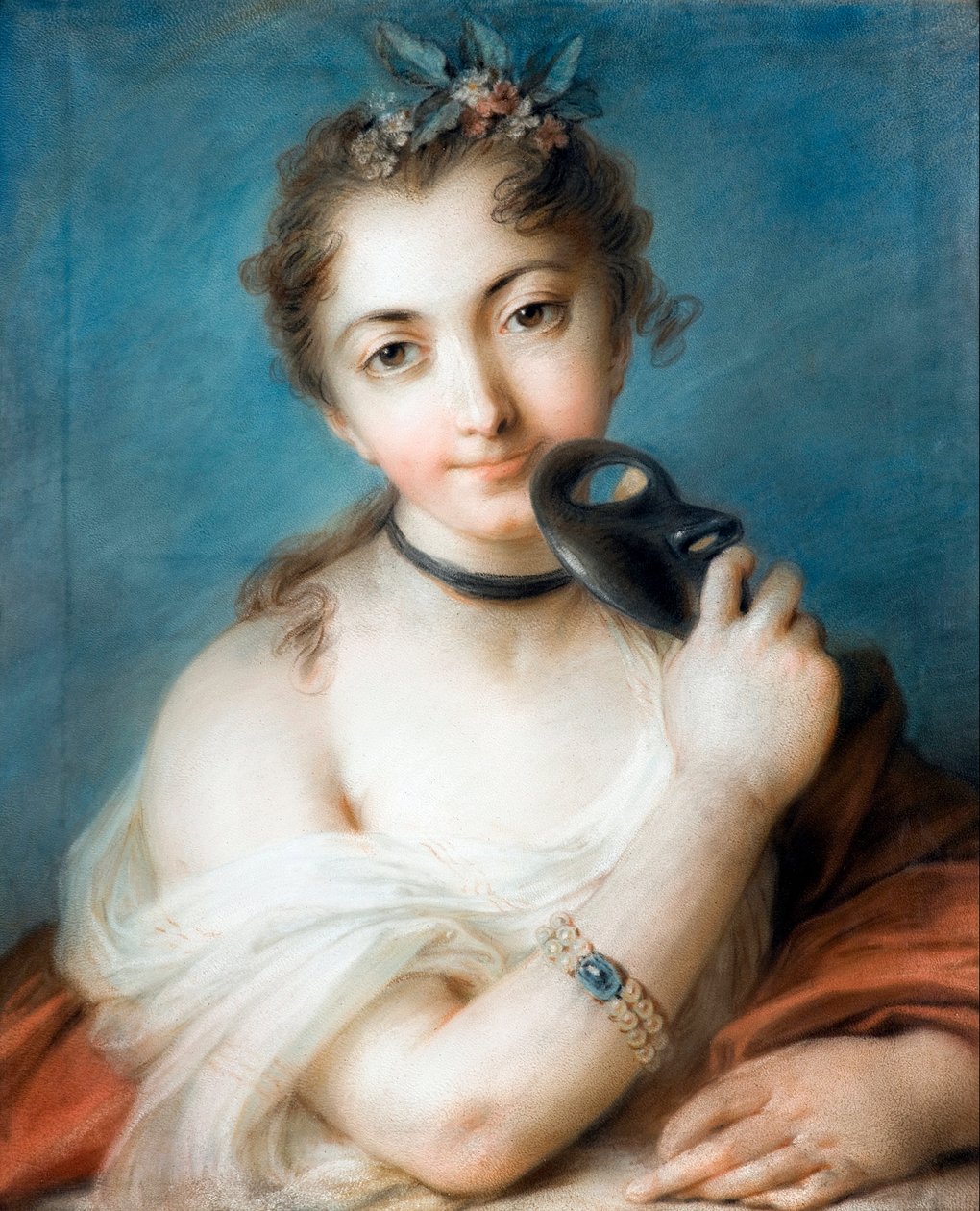 Porträt einer Dame mit Maske von Rosalba Giovanna Carriera