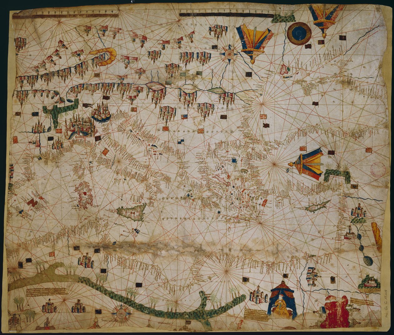 Seekarte des Mittelmeers und des Schwarzen Meeres, 1440er von Rossell
