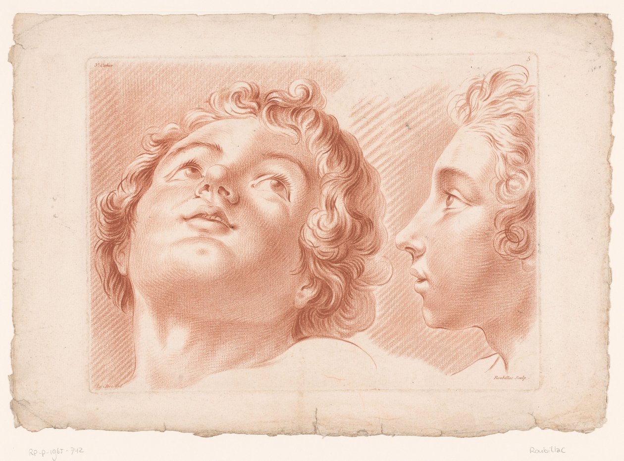Zwei Köpfe von Jungen von Louis François Roubillac