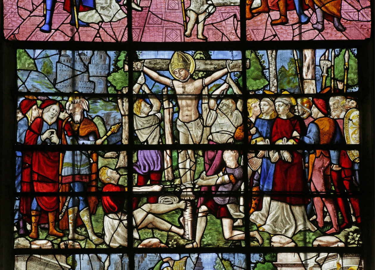 Fenster, das das Martyrium von St. Denis darstellt (Detail) von Rouen School