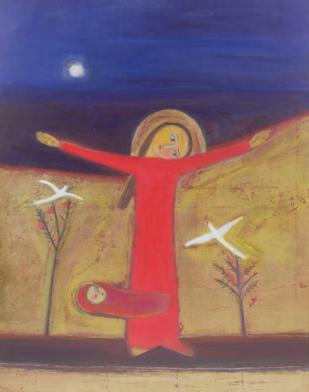 Mutter und Kind mit Tauben, 2002 von Roya Salari