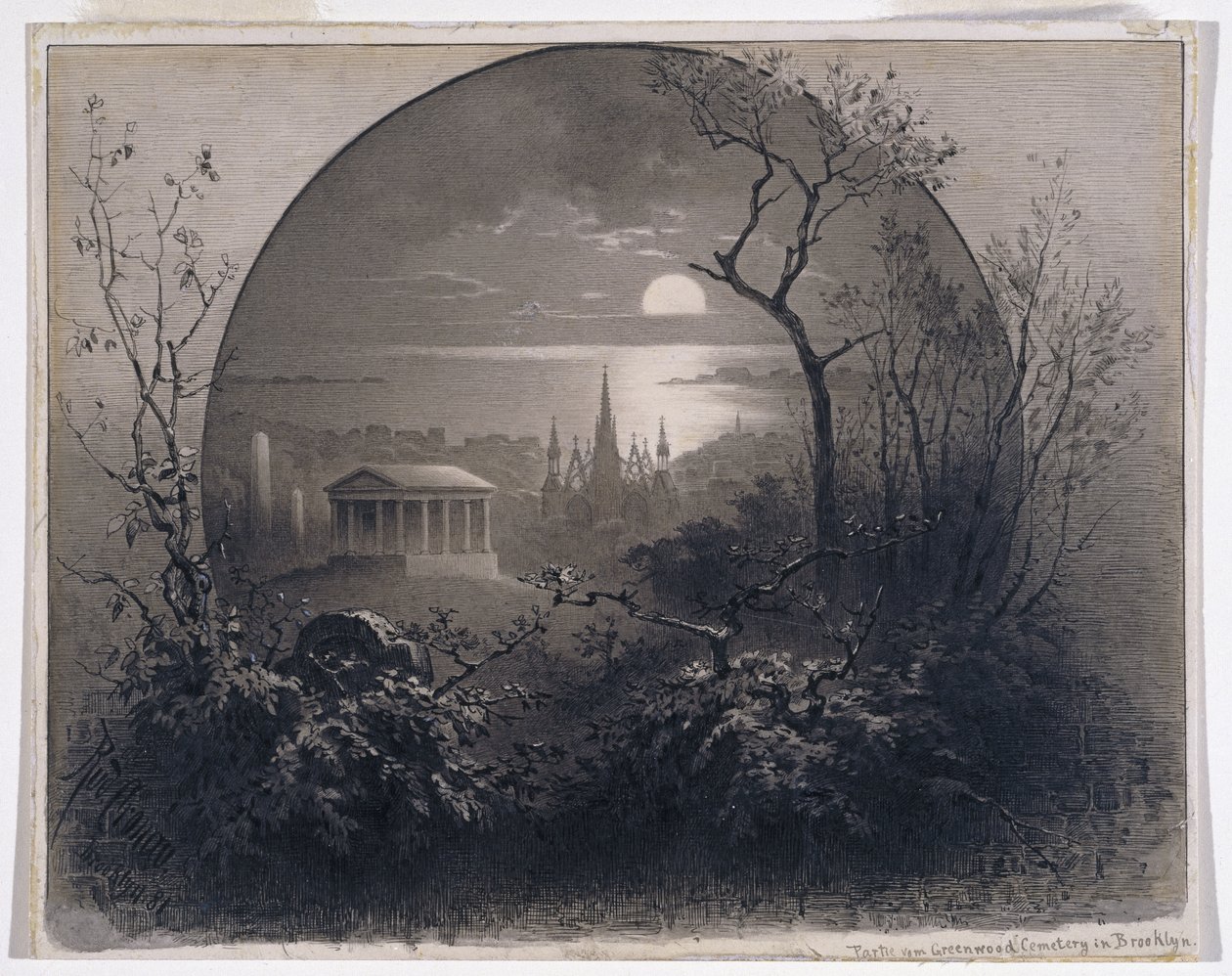 Blick vom Greenwood Cemetery, Brooklyn, 1881 von Rudolf Cronau