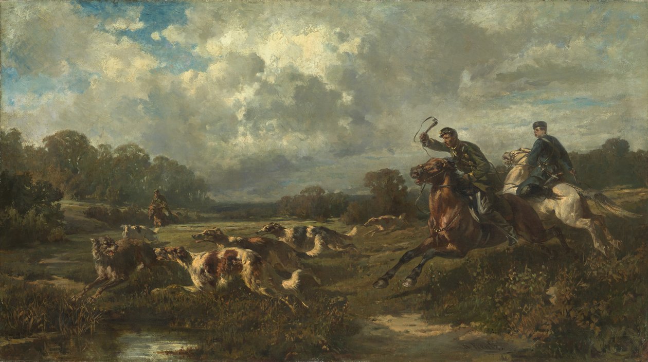 Großherzog Wladimir Alexandrowitsch von Russland 1847-1909 auf Wolfsjagd von Rudolf Ferdinandovich Frenz