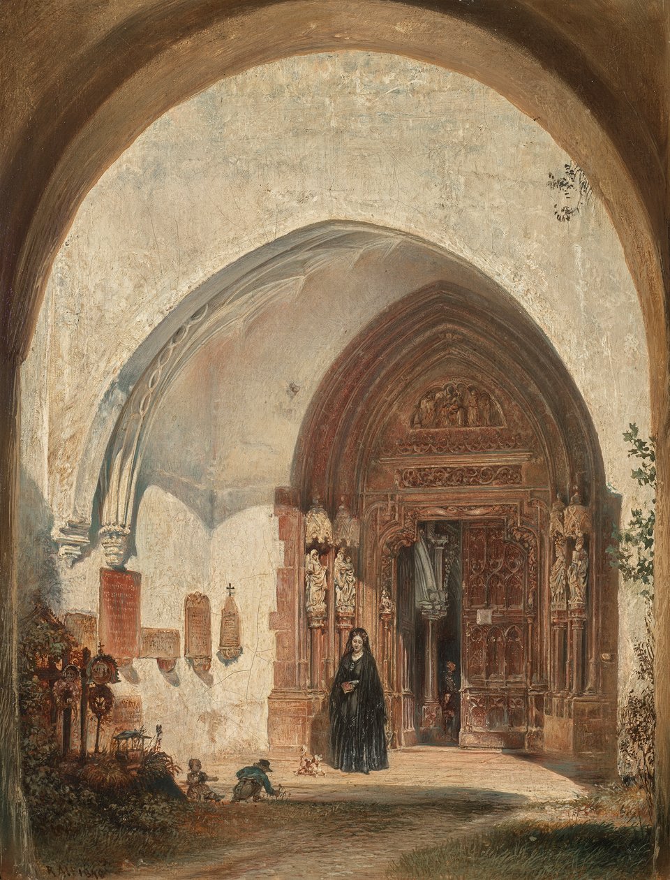 Das Portal der Stiftskirche Nonnberg in Salzburg von Rudolf von Alt