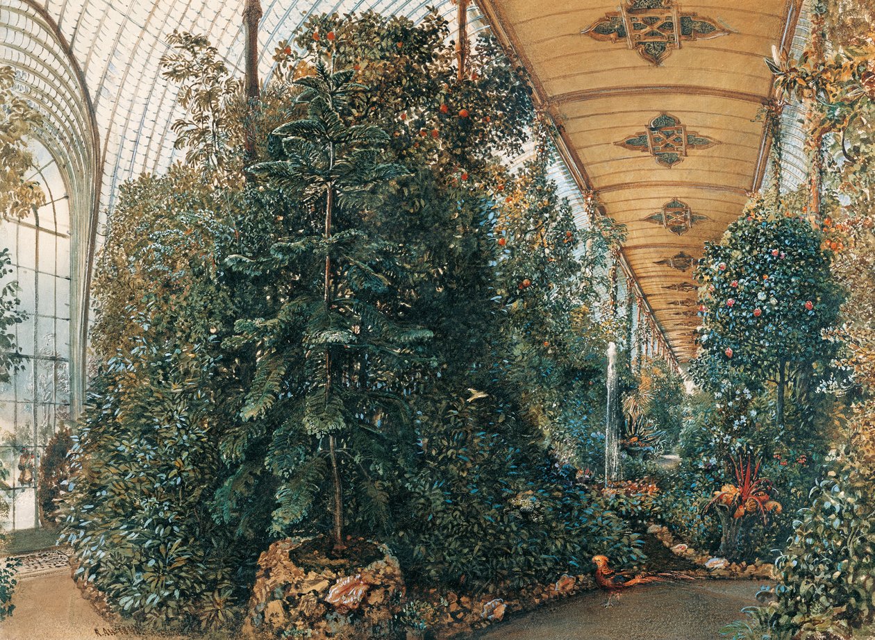 Innenansicht des Palmenhauses des Schlosses Lednice von Rudolf von Alt