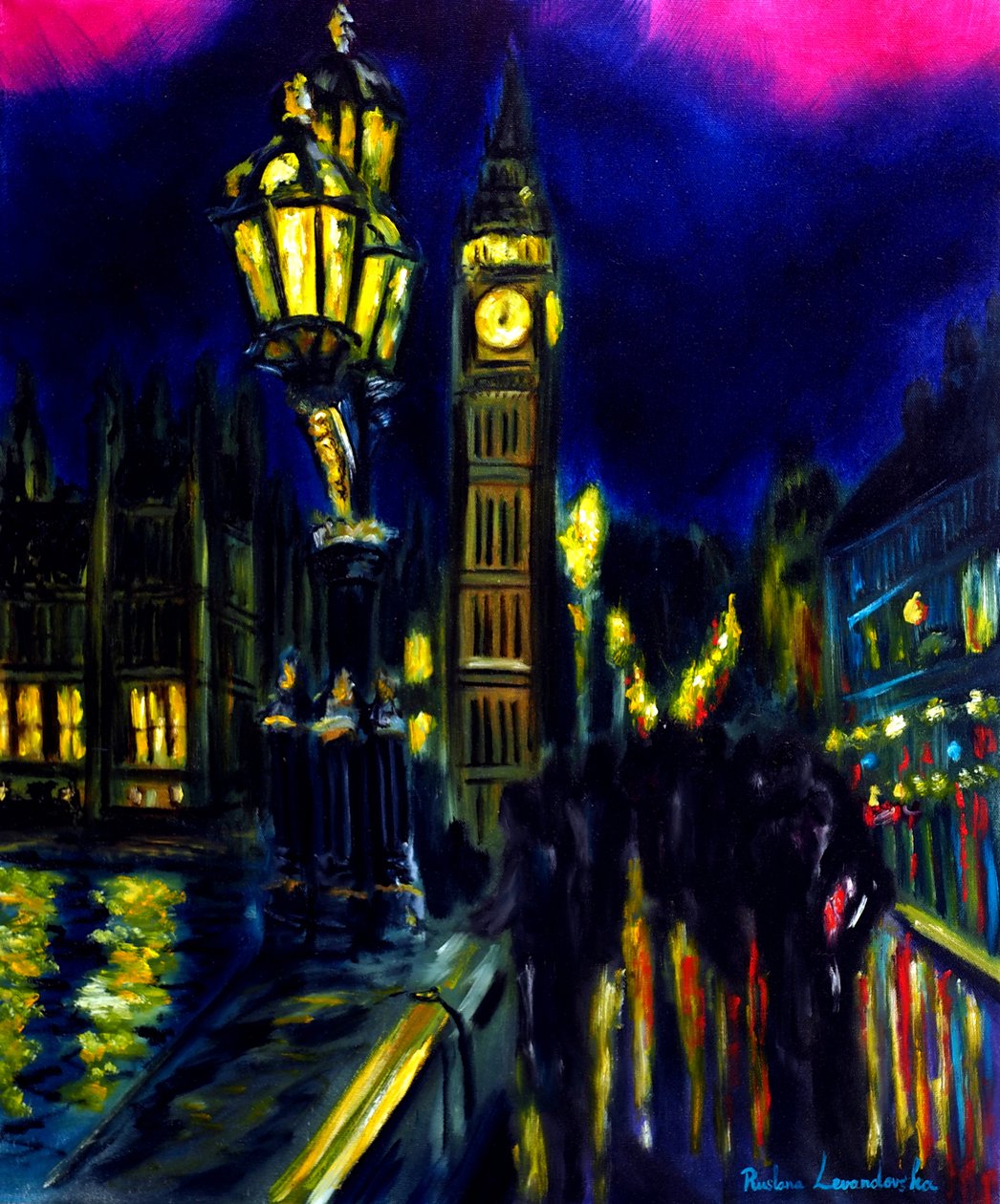 Abendansicht London Westminster Bridge, 2025 von Ruslana Levandovska