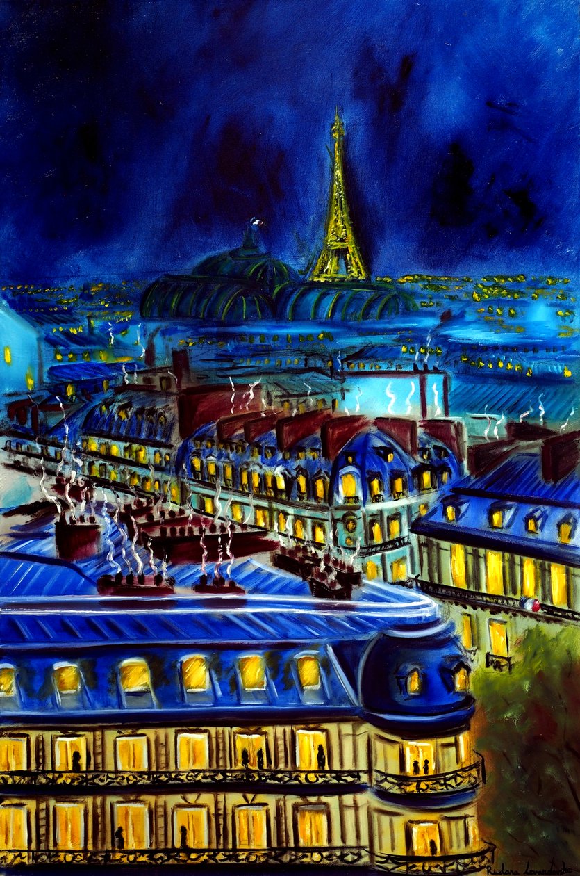 Abendliche Pariser Stadtlandschaft von Ruslana Levandovska