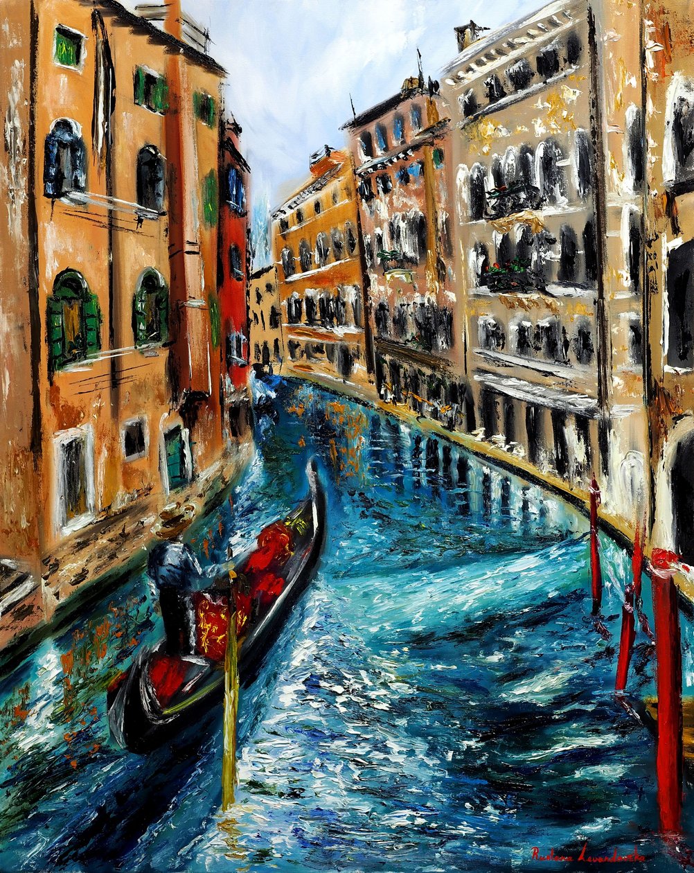 Gondel in Venedig Italien II, 2023 von Ruslana Levandovska