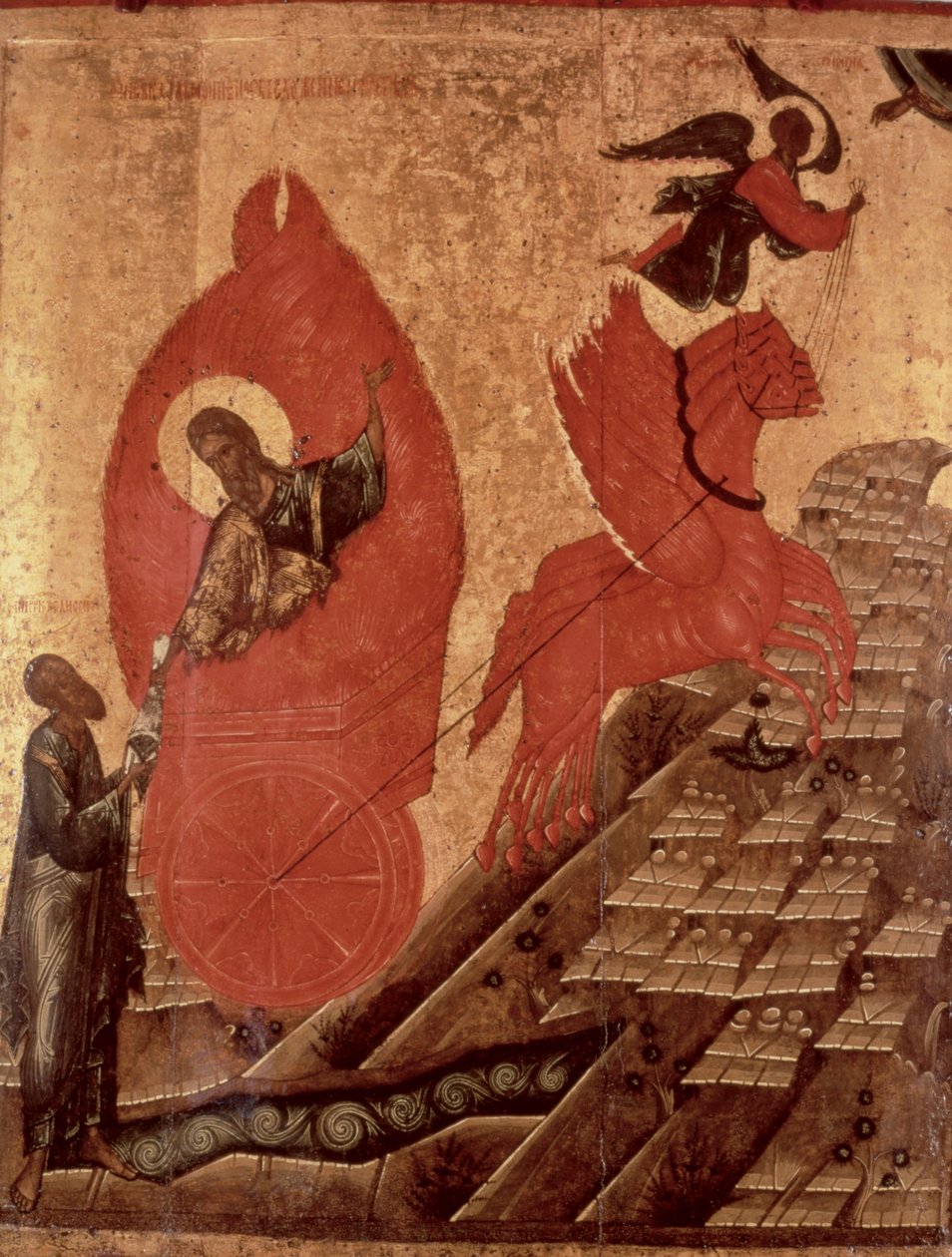 Die Himmelfahrt des Elija, Ikone, Pskov-Schule, ca. 1650 von Russian School