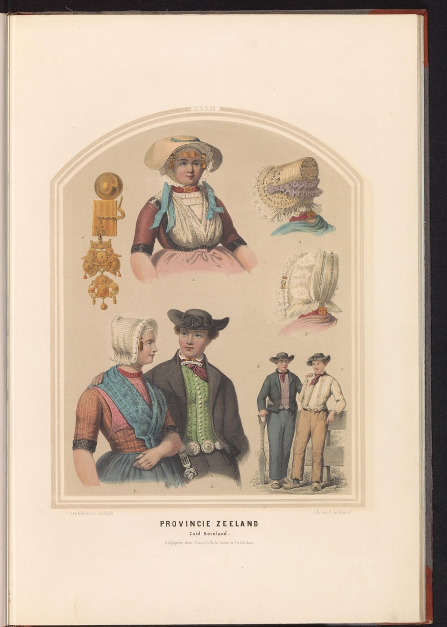 Klederdracht van eiland Zuid-Beveland in Zeeland, 1857 von Ruurt de Vries