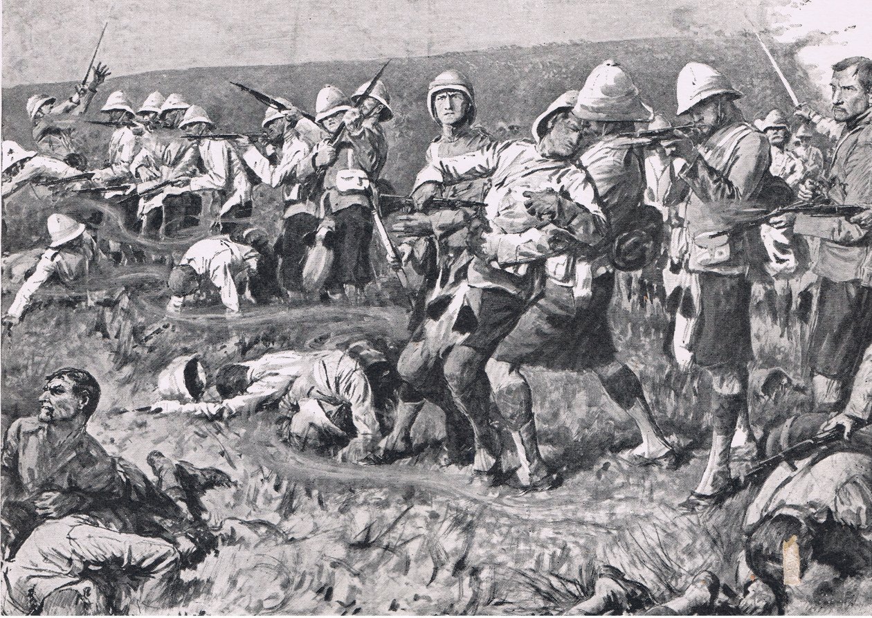 Majuba Hill, 27. Februar 1881 (1. Burenkrieg), Illustration aus Britische Schlachten zu Land und zu Wasser, 1915 von S. Begg