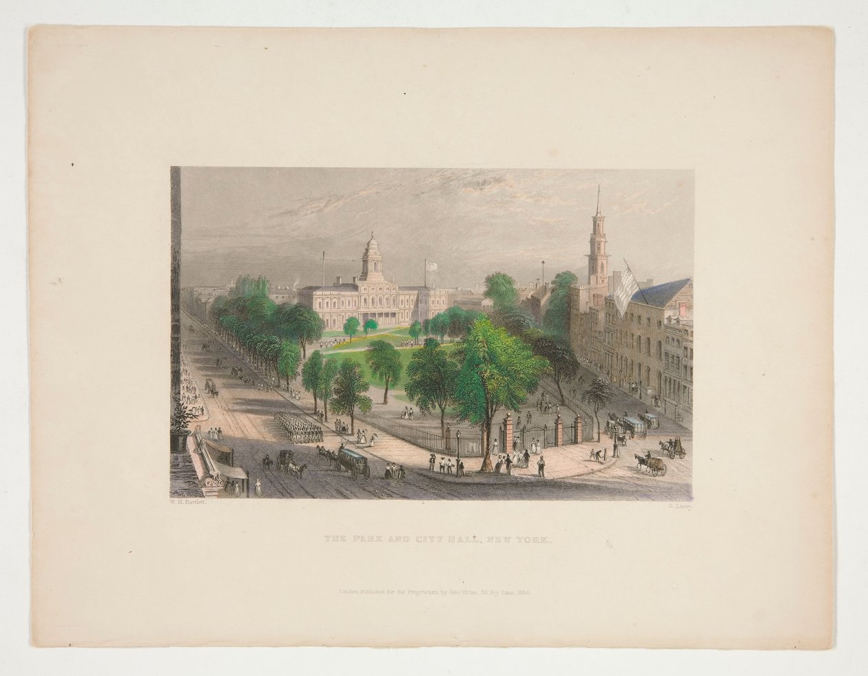Der Park und das Rathaus, New York, Illustration für Nathaniel Parker Willis von S. Lacey