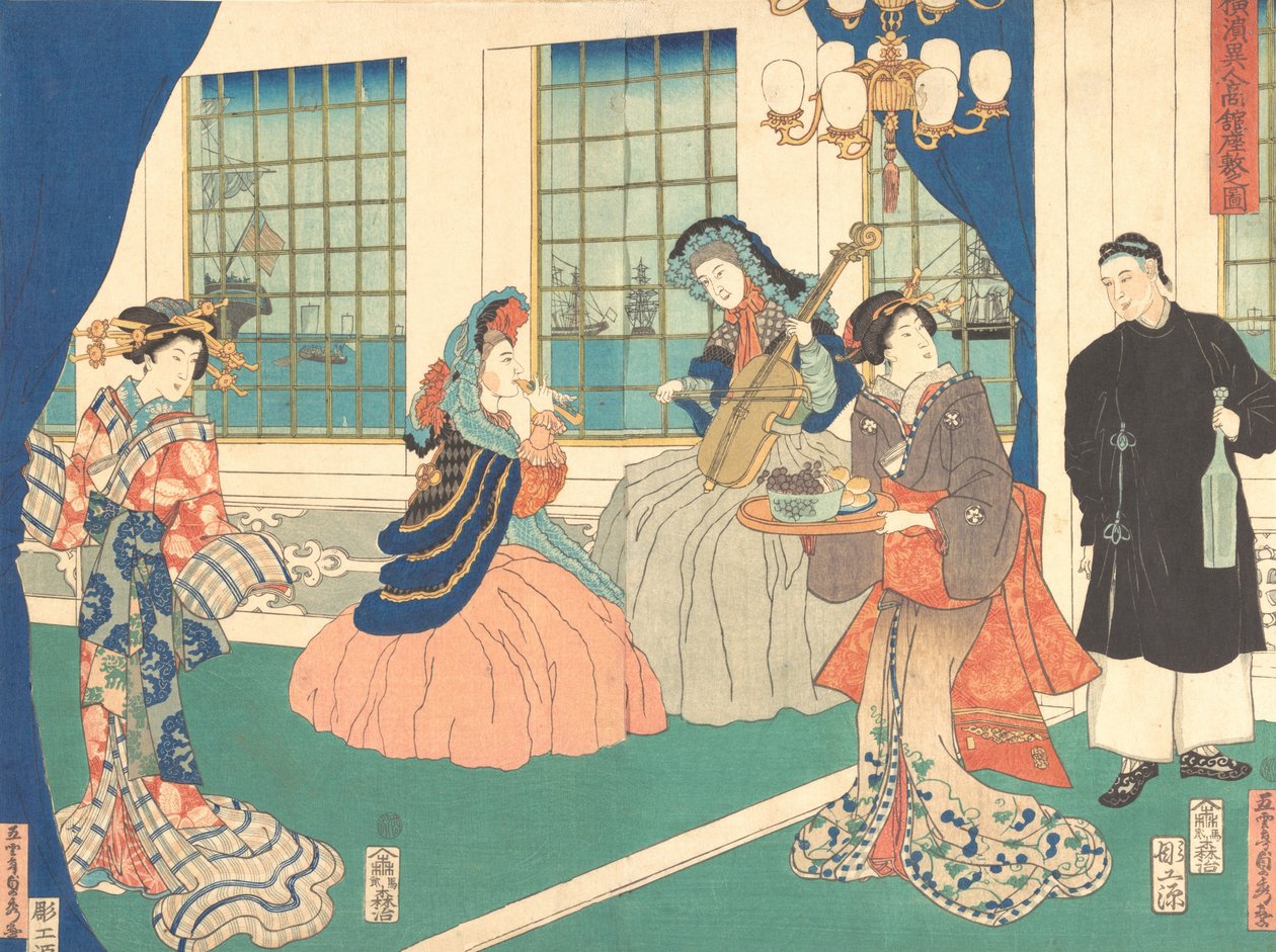 Salon eines ausländischen Geschäftsbetriebs in Yokohama, 9. Monat, 1861 von Sadahide Utagawa