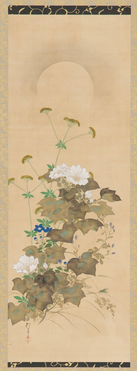 Mond und Herbstpflanzen, Edo-Periode, frühes 19. Jahrhundert von Sakai Hoitsu