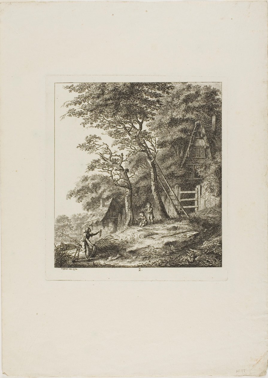 Fischer mit Kindern, Tafel zwei aus Paysages Dédicés à M. Warelet von Salomon Gessner
