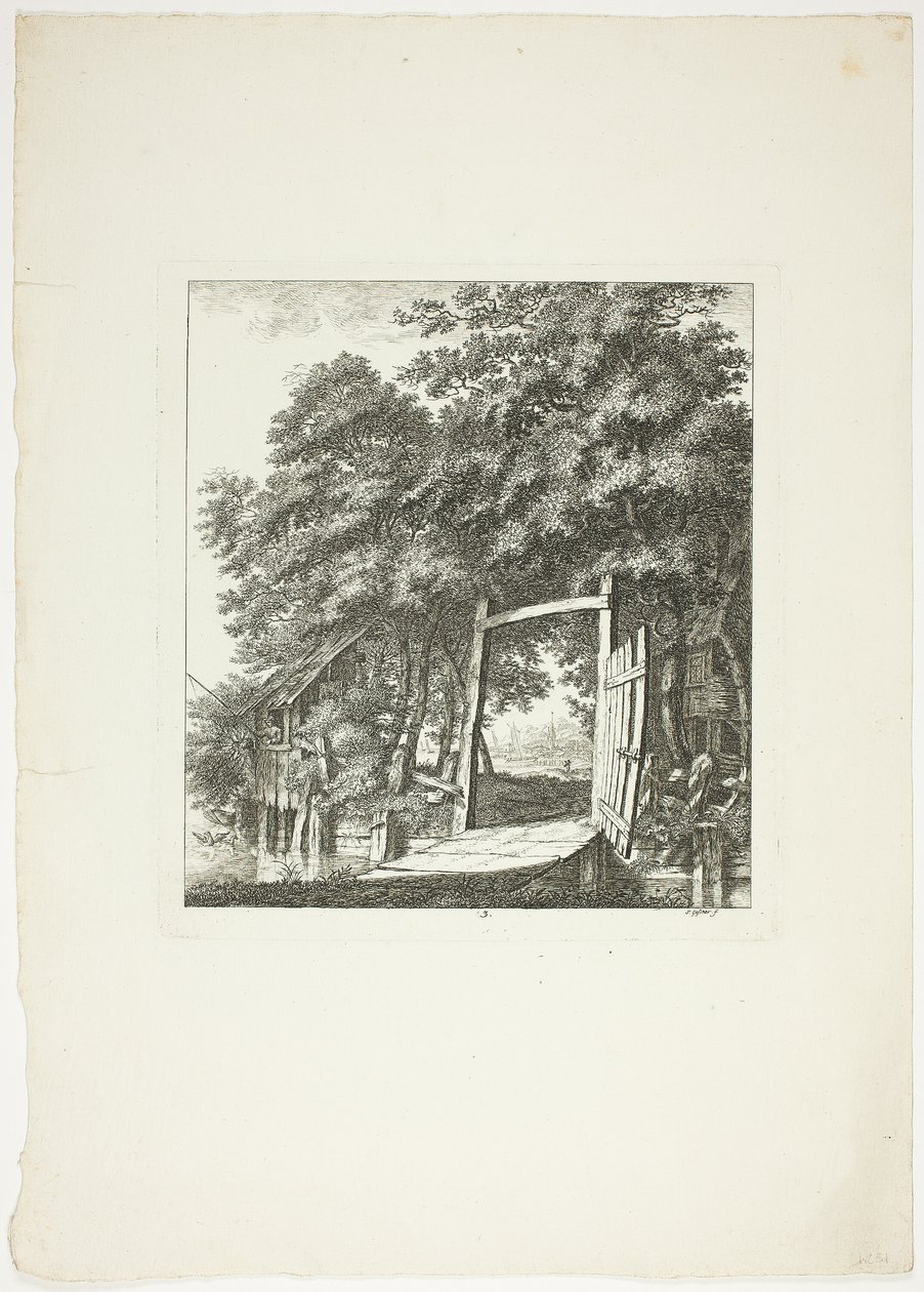 Angeln aus einem Fenster, Platte drei aus Paysages Dédiés à M. Warelet von Salomon Gessner